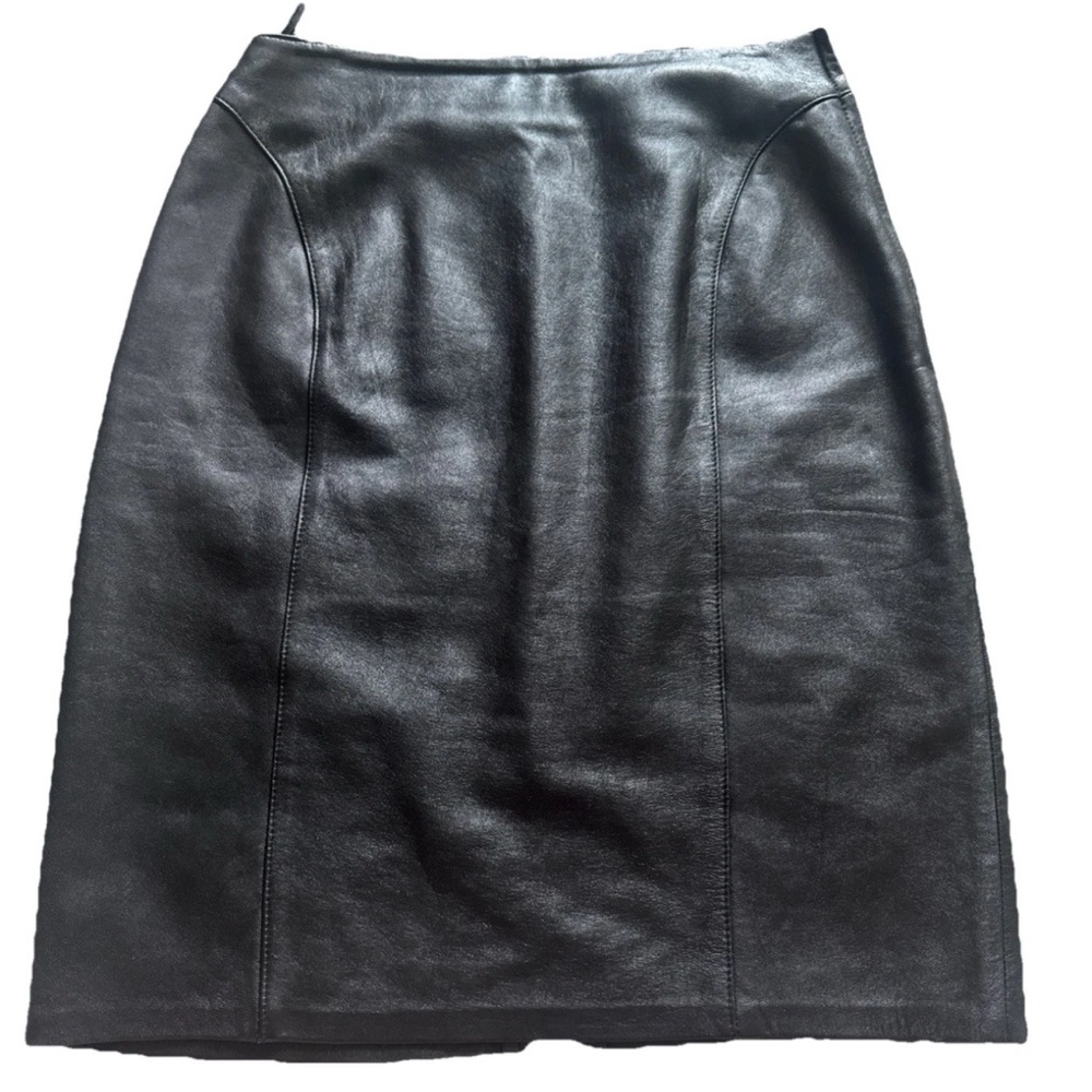 Cedars Black Leather Suede Skirt, Size 10, Lined 100% Leather Shell